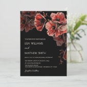 Elegant Dark Moody Red Flowers | Photo Wedding Einladung (Stehend Vorderseite)