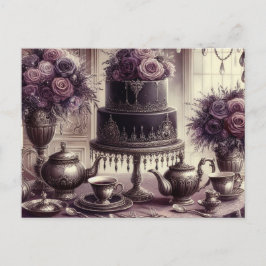 Elegant Dark Moody Tea Party Postkarte