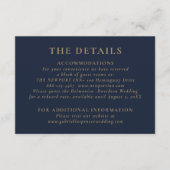 Elegant Dark Navy Blue Gold Hochzeitsdetails Begleitkarte (Vorderseite)
