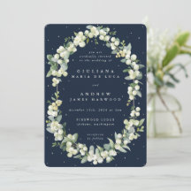 Elegant Dark Navy Snowberry+Eucalyptus Wedding