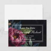 Elegant dark pink floral watercolor  save the date (Vorne/Hinten)