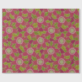 Elegant Dark Pink Green Poinsettia Weihnachten Geschenkpapier (Flach)