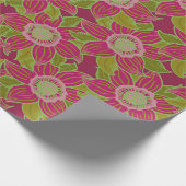 Elegant Dark Pink Green Poinsettia Weihnachten Geschenkpapier (Ecke)