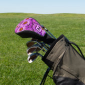Elegant dark pink magenta floral daisies golf headcover (In SItu)