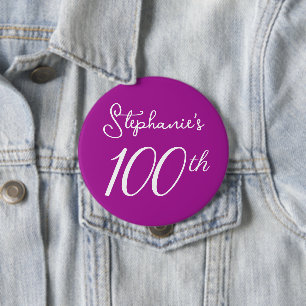 Elegant Dark Pink Monogram, 100. Geburtstag Button