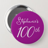 Elegant Dark Pink Monogram, 100. Geburtstag Button (Vorne & Hinten)