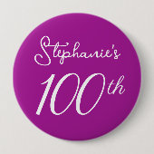 Elegant Dark Pink Monogram, 100. Geburtstag Button (Vorderseite)