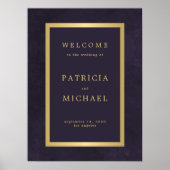 Elegant dark purple and gold wedding welcome sign poster (Vorne)