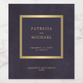 Elegant dark purple gold wedding personalized weinetikett (Einzelnes Label)