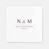Elegant Dark Purple Monogram Initials Wedding Serviette (Vorderseite)