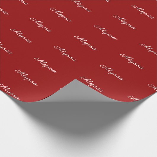 Elegant Dark Red benutzerdefinierte Skriptname chi Geschenkpapier (Ecke)