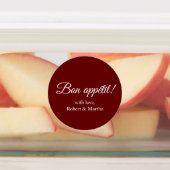 Elegant Dark Red Bon Appetit Custom Personalized Etiketten (Befestigt)