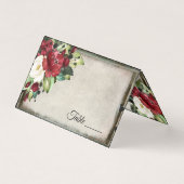 Elegant Dark Red Floral Goth Wedding Platzkarte (Vorderseite)