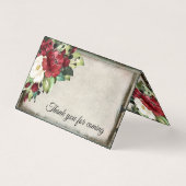 Elegant Dark Red Floral Goth Wedding Platzkarte (Rückseite)