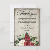 Elegant Dark Red Floral Grunge Gray Goth Wedding Dankeskarte (Vorderseite)