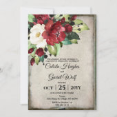 Elegant Dark Red Floral Grunge Gray Goth Wedding Einladung (Vorderseite)