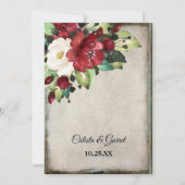 Elegant Dark Red Floral Grunge Gray Goth Wedding Einladung (Rückseite)