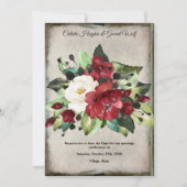 Elegant Dark Red Floral Grunge Gray Goth Wedding Save The Date (Vorderseite)