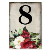 Elegant Dark Red Floral Grunge Gray Goth Wedding Tischnummer (Vorderseite)