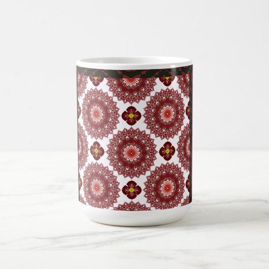Elegant Dark Red Geometric Pattern Ceramic Mug – A Kaffeetasse (Mittel)