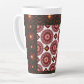 Elegant Dark Red Geometric Pattern Ceramic Mug – A Milchtasse (Linke Ecke)