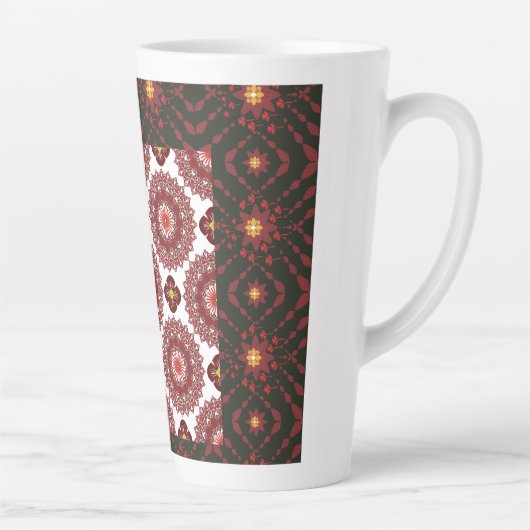 Elegant Dark Red Geometric Pattern Ceramic Mug – A Milchtasse (Rechts)
