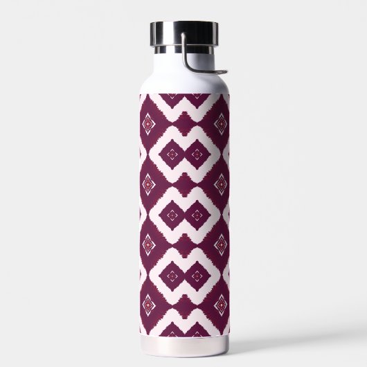 Elegant Dark Red Geometric Pattern Stainless Steel Trinkflasche (Links)