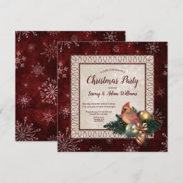 Elegant Dark Red mit Kardinal Weihnachts-Party Einladung