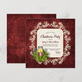 Elegant Dark Red mit Kerzenlicht Weihnachts-Party Einladung