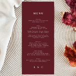 Elegant Dark Red Plum Burgundy Classic Wedding Menükarte<br><div class="desc">schlankes Menü,  um der Sammlung zu entsprechen *Wenn Sie mehr Papieroptionen wünschen,  kann dieses Design in ein schlankes Programm übertragen *oder für weitere Hilfe kontaktieren Sie mich</div>