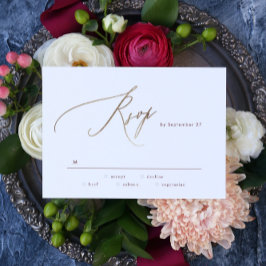 Elegant Dark Red Plum Burgundy Gold Die Hochzeit RSVP Karte