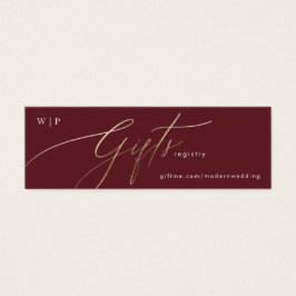 Elegant Dark Red Plum Burgundy Gold Gift Registry