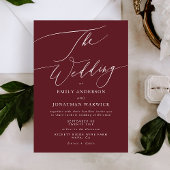 Elegant Dark Red Plum Burgundy White The Wedding Einladung