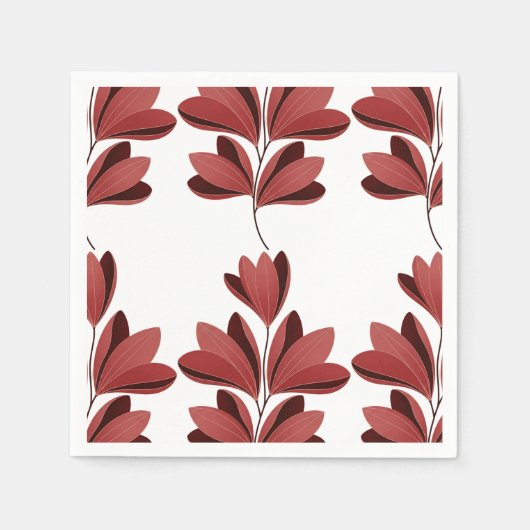 Elegant Dark Red Stylized Floral Branch Serviette (Vorderseite)