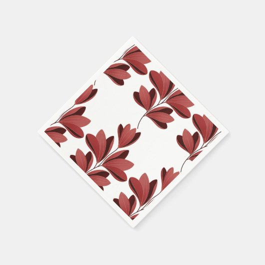 Elegant Dark Red Stylized Floral Branch Serviette (Ecke)