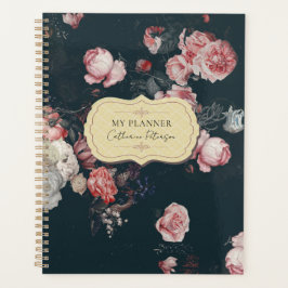 Elegant Dark Rich Chic Floral Pink Roses Planer