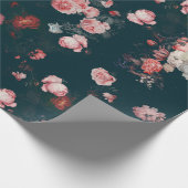 Elegant Dark Rich Dutch Floral Pink Roses Geschenkpapier (Ecke)