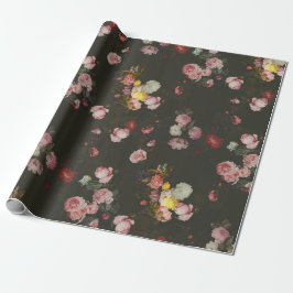 Elegant Dark Rich Dutch Floral Pink Roses Geschenkpapier
