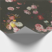 Elegant Dark Rich Dutch Floral Pink Roses Geschenkpapier (Ecke)