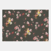 Elegant Dark Rich Dutch Floral Pink Roses Geschenkpapier Set (Vorderseite 3)