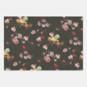 Elegant Dark Rich Dutch Floral Pink Roses Geschenkpapier Set (Vorderseite)