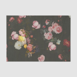 Elegant Dark Rich Dutch Floral Pink Roses Seidenpapier