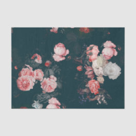 Elegant Dark Rich Dutch Floral Pink Roses Seidenpapier