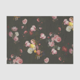 Elegant Dark Rich Dutch Floral Pink Roses Seidenpapier