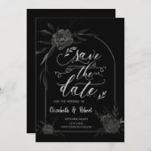 Elegant Dark Rose Black Gothic Save the Date (Vorne/Hinten)