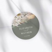 Elegant Dark Sage Pampas Grass Wedding Runder Aufkleber