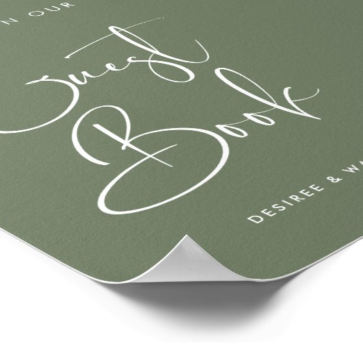 Elegant Dark Sage Unterschreiben Sie unser Gästebu Poster (Ecke)