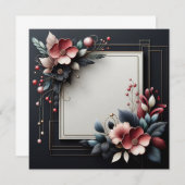 Elegant Dark themed Floral Einladung (Vorne/Hinten)