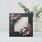 Elegant Dark themed Floral Einladung (Stehend Vorderseite)