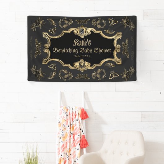 Elegant Dark Viktorianisch Gothic Baby Shower Banner (Insitu)